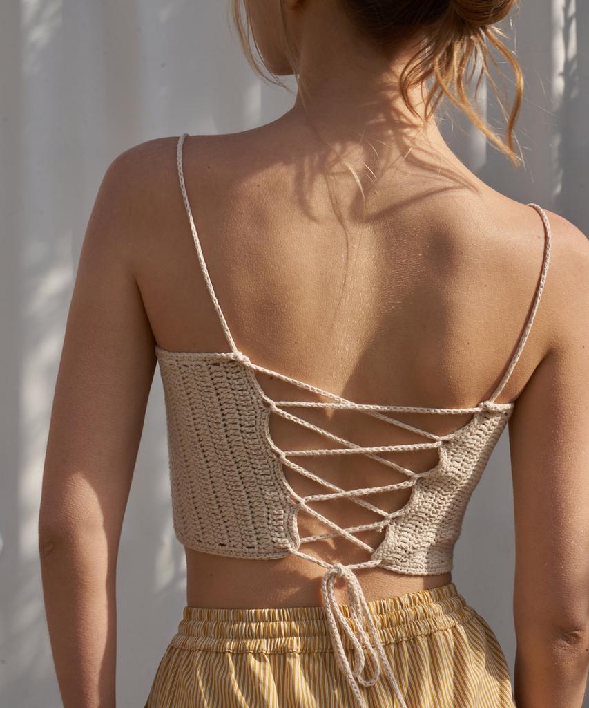 Ondeumismieo Wood Corset Top - Light Beige