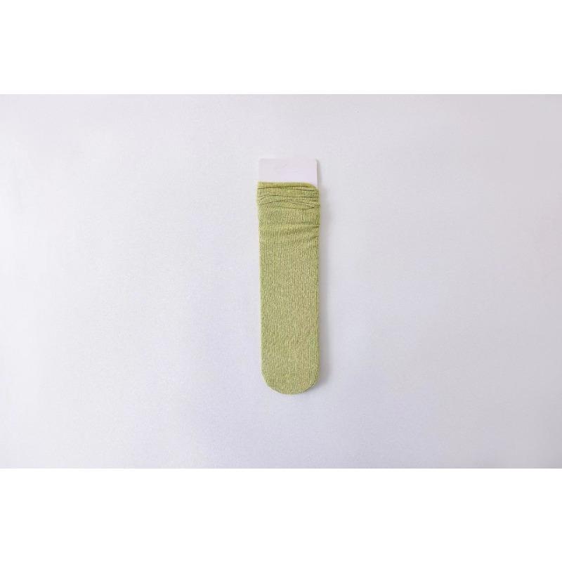 

Женские летние тонкие однотонные гольфы в вертикальную полоску с подворотом средней длины, ледяные носки 1 pair зелёный