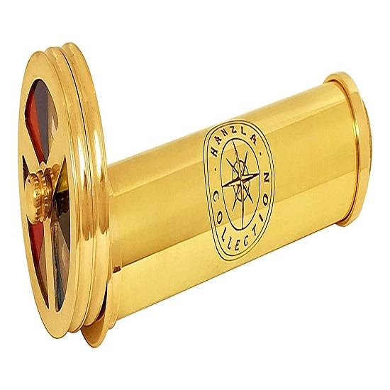 Handmade Polished Brass Double Rotating Wheel Stained Glass Kaleidoscope Nautical Kids Gift