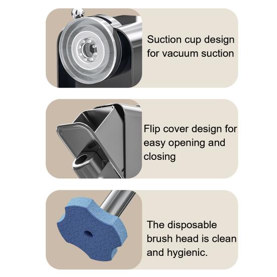 Disposable Toilet Brush Head with Sealed Odor-Proof Storage Bucket Wall-Mounted Ergonomic Handle Bathroom Brush Set