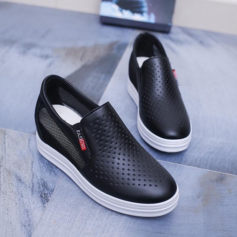 

Оригинальные слипоны из мягкой кожи на платформе - Дышащая повседневная женская обувь, корейский стиль для весны и осени 34 (Runs Small)