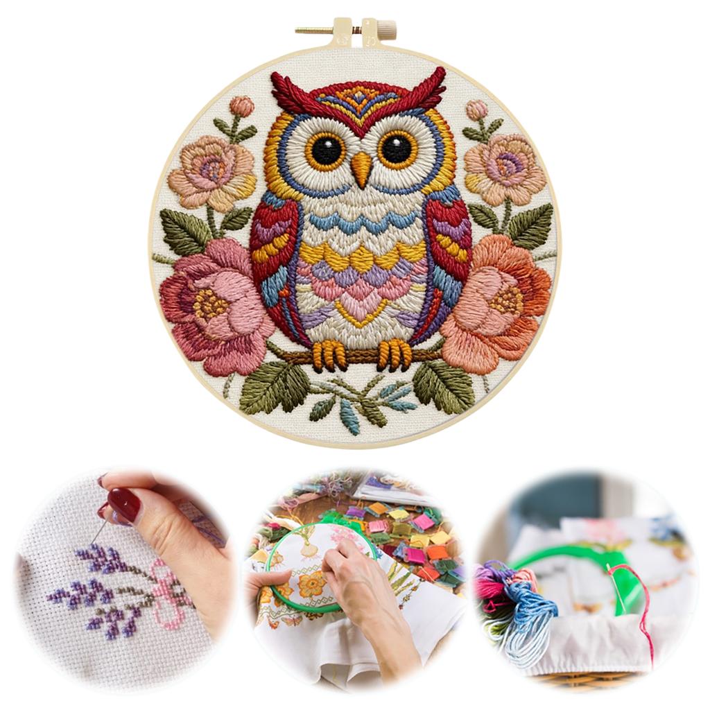 Animal DIY Stamped Embroidery Kit for Beginners Craft Lovers Gift Embroidery Starter Kit with Embroidery Hoop 29x29cm