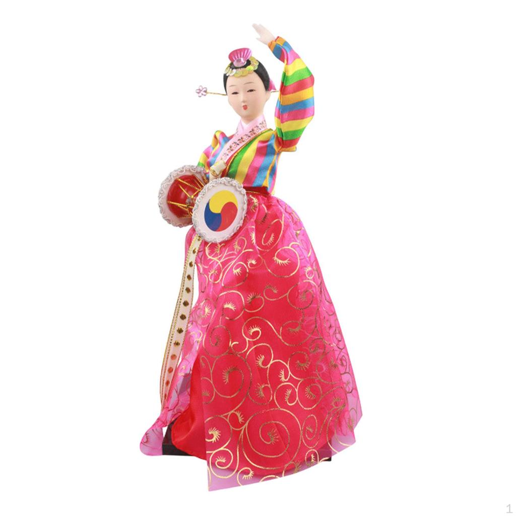 Korean Hanbok Doll Antique Asian 12" Freestanding Traditional Cute Geisha Kimono Figurine