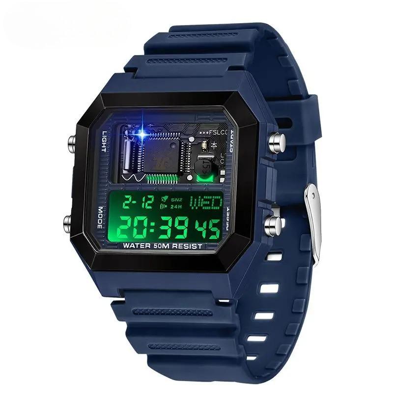 6216 Electronic Watches for Man Fashion Alarm Clock Students Square Dial Multifunction Waterproof Calendar Sports Watch