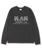 MIDNIGHT12AM M.Am Logo Oversized Long Sleeve T-Shirt Dark Gray (Ribbed Cuffs Selectable)