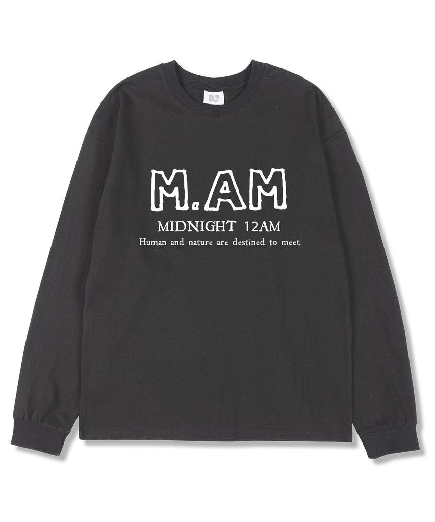 MIDNIGHT12AM M.Am Logo Oversized Long Sleeve T-Shirt Dark Gray (Ribbed Cuffs Selectable)