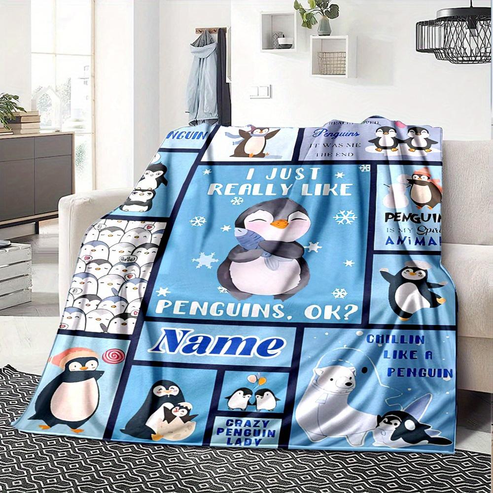 Penguin Theme Home Customization Blanket Comfortable Soft Lightweight Multiseasonal Use For Picnics Sofas Offices Beds Living Rooms Perfect Gift For