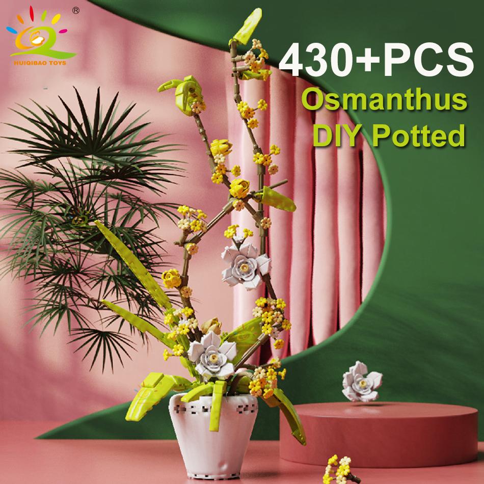 1369Pcs Orchid Flower Bouquet Series Building Block MOC 5 Colors Bonsai DIY Assembly Bricks Toy For Children Home Decor