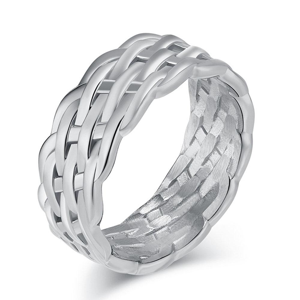 

Cold Neutral Style European and American French Line Braided Titanium Steel Rings Men and Women High-end Fashion Jewelry 7 серебряный