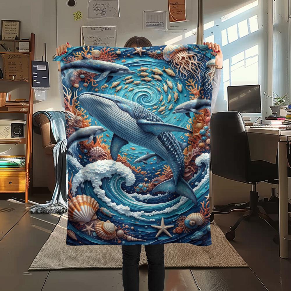 Marine Life Print Flannel Blanket,High Quality Comfortable for All Seasons,Home Decor,Warmth and Comfort,Perfect for Christmas Gifts