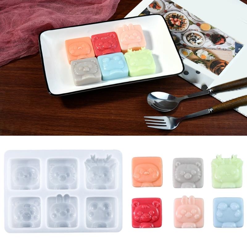 Flexible Silicone Baking Molds Unique 6 Cavity Animal Silicone Molds for Creative Bakers and DIY Dessert Making