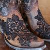 Fashion Western Style Women's Pointed Large Embroidered Rose High Heels Vintage Old Women's Boots High Barrel Western Boots