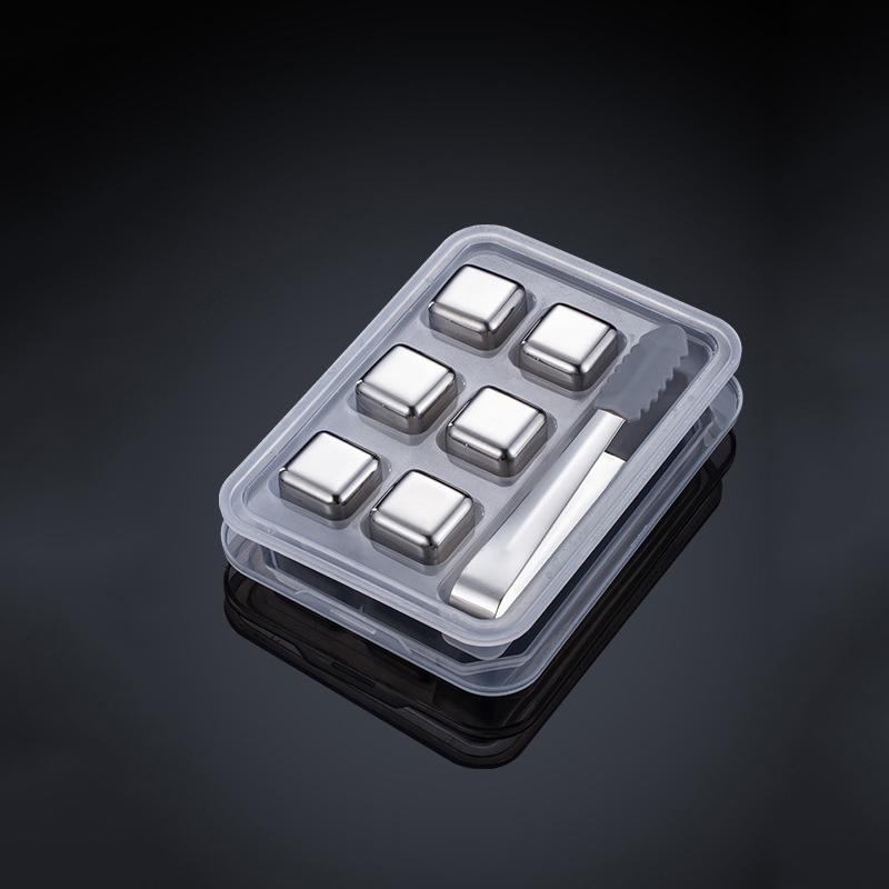 

Набор кубиков льда для виски из 4/6/8 предметов с силиконовыми щипцами и лотками для кубиков льда, многоразовые кубики льда из нержавеющей стали 6PCS