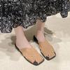 Fashion Low Female Shoes Loafers Fretwork Heels Cover Toe Womens Slippers Outdoor Slides 2025 Flat Retro Shoes Cover Toe Slippers Flat L