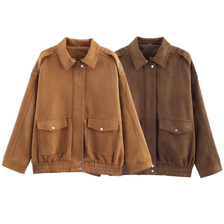 Women'S Suede Texture Loose Casual Fashion Versatile Jacket