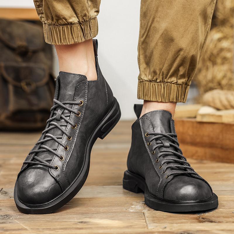 Модные повседневные высокие мужские кожаные туфли Модный дизайнерский стиль Досуг Бизнес — фото 3