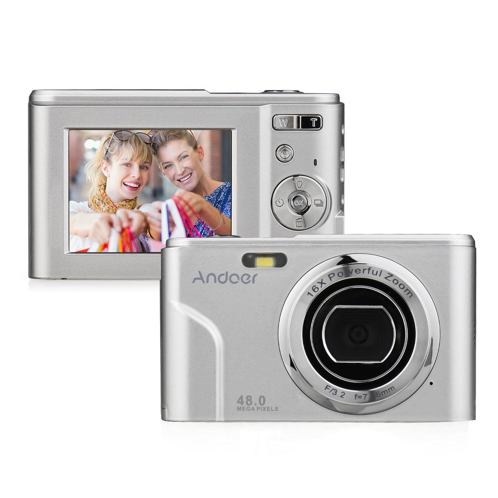 Andoer Portable Digital Camera 48MP 1080P 2.4-inch IPS Screen 16X Zoom Auto Focus Self-Timer Face