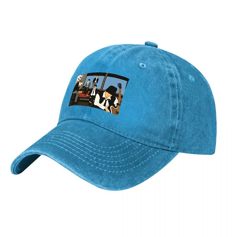 Cartoon Office Scene Printed Washed Canvas Baseball Cap Unisex Adjustable Fit Casual Streetwear Hat for Unisex and Women