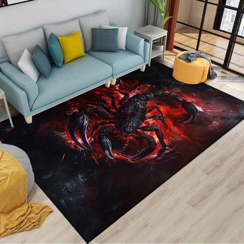 1 Stück 3D Skorpion Teppich - Rutschfest, Waschbar & Langlebige Polyester Matte für Wohnzimmer, Schlafzimmer oder Flur Dekor - Leuchtendes Rot
