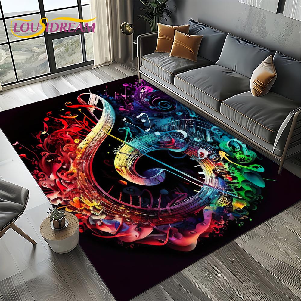 Note Music Colorful Musical Score Cartoon Dream Carpet Rug for Living Room Bedroom Home Sofa Decoration,Kid Non-slip Floor Mat