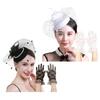 Lace Fascinator Hat with Pearls Decors Hair Clip Gloves Set For Formal Event And Masquerades Party Photography Props