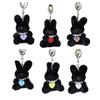 Cute Little Rabbit Keychain with Pearls Beaded Heart Pendant Niche Style Key Rings Bag Backpack Decoration for Girls