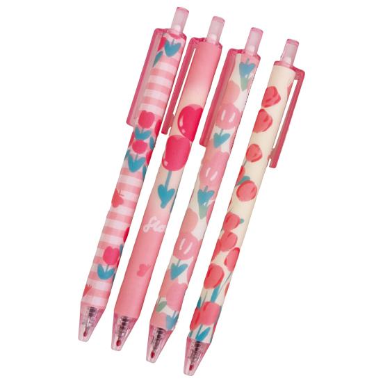 4Pcs Test Pens Clip Design Comfortable Grip Smooth Writing Quick Drying Black Ink 0.5mm Nib Cartoon Push Type Writing Pens for Office