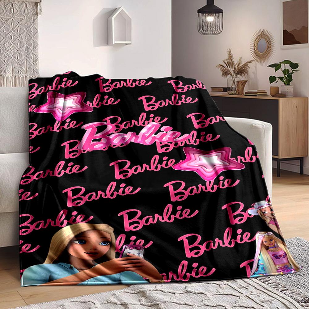 1 peça Cobertor de Flanela Barbie Macio, Quente e Aconchegante para Sofá, Cama, Escritório e Viagem Versátil para Todas as Estações Presente, presente de Natal