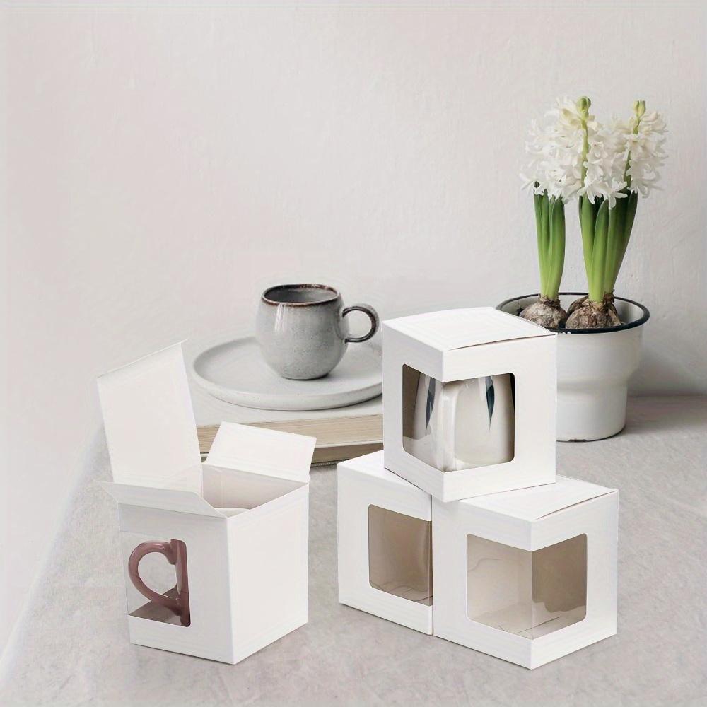 18pcs White Packaging Box with Transparent Windows Gift Boxes Wrapping Box with Clear View Window for Wedding Mugs Cup Boxes for Jewelry Display