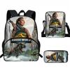 Kids Dinosaur Backpack Set Elementary School Oxford Fabric Ergonomic Back Support Breathable Lightweight 3-Piece Kit