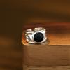 VENTFILLE 925 Sterling Silver Finger Rings for Women Black Stone Couple Minimalist Ring Party Jewelry Gift Dropshipping