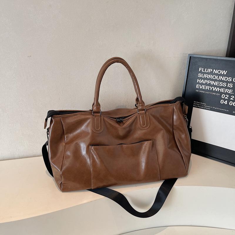 Leather Retro Hand-held Travel Bag for Men, Large Capacity Outdoor Sports and Fitness Bag for Women, Crossbody Bag for Business Travel