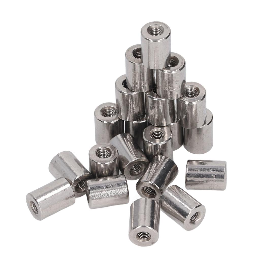 20Pcs Coupling Nut Round Rod Connector Female Thread 304 Stainless Steel M5x0.8 12 L16mm
