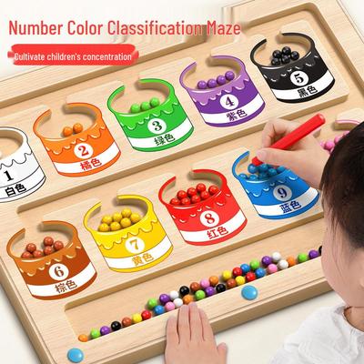 Magnetisches Murmel-Labyrinth-Brett - Montessori Farbzuordnungs- & Zähl-Lernspielzeug für Kinder (Alter 0-3)