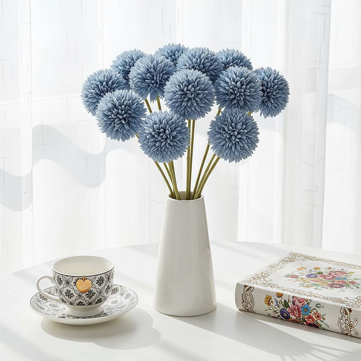 

7pcs Artificial Chrysanthemum Flowers Faux Kiku Flowers for Vase Blue Flower Stems Vase Filler for Centerpieces Wedding Party Flowers 7pcs синій