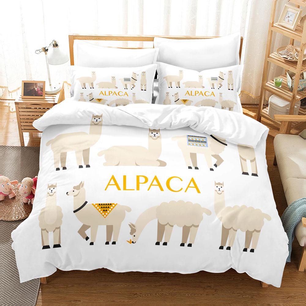 Sada povlaků na přikrývky se zvířaty Kreslený vzor s motivem bílé ovce Kawaii King Queen Twin Plná velikost pro děti Teens Polyester Sada povlečení