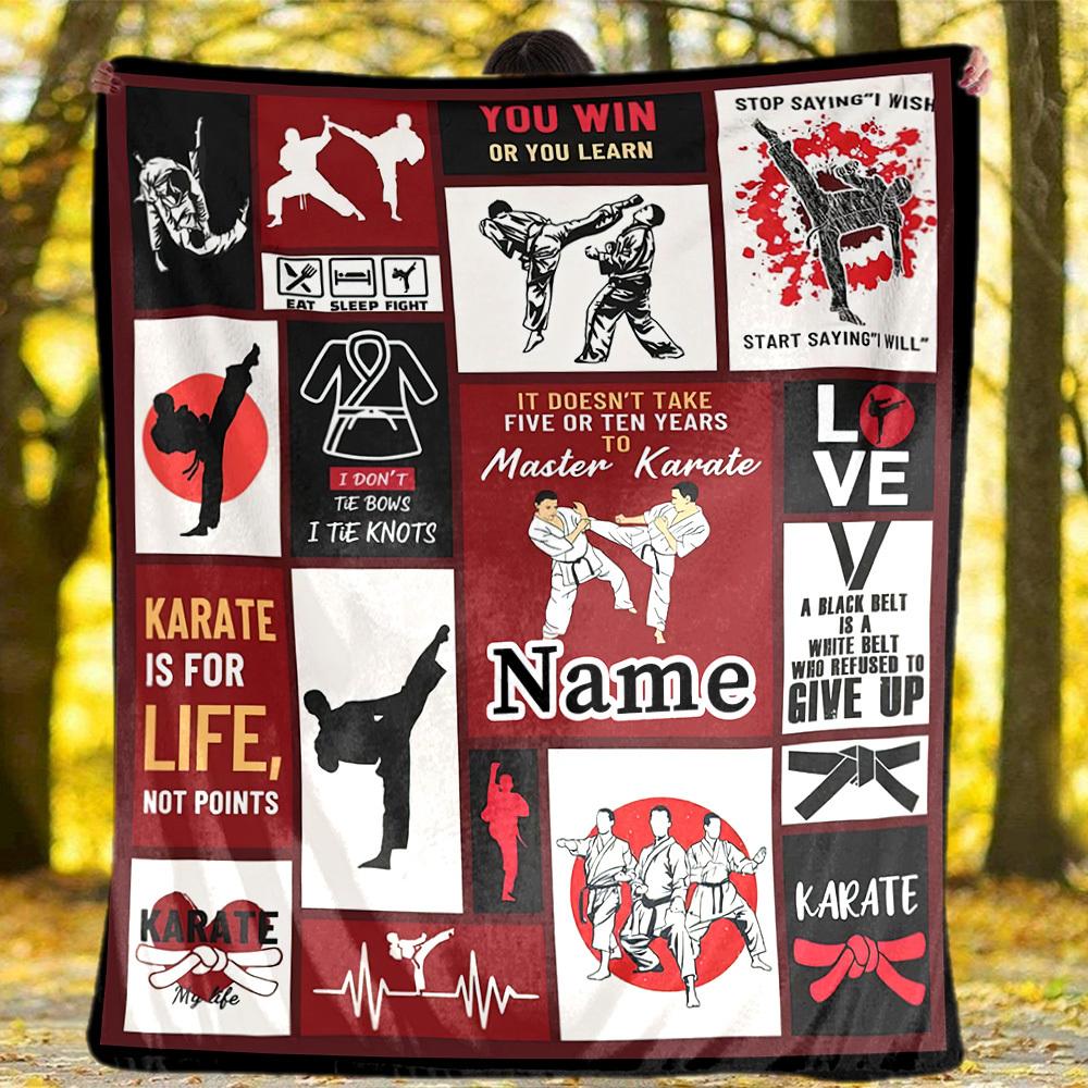 Quotes And Silhouettes Outdoor Customize Your Name Blanket Karate Motivation Quotes Comfortable Soft Lightweight Allseason Multipurpose Blanket For