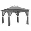 Adjustable-Height Garden Gazebo with LED Lights. 336x336x250-270cm. Grey