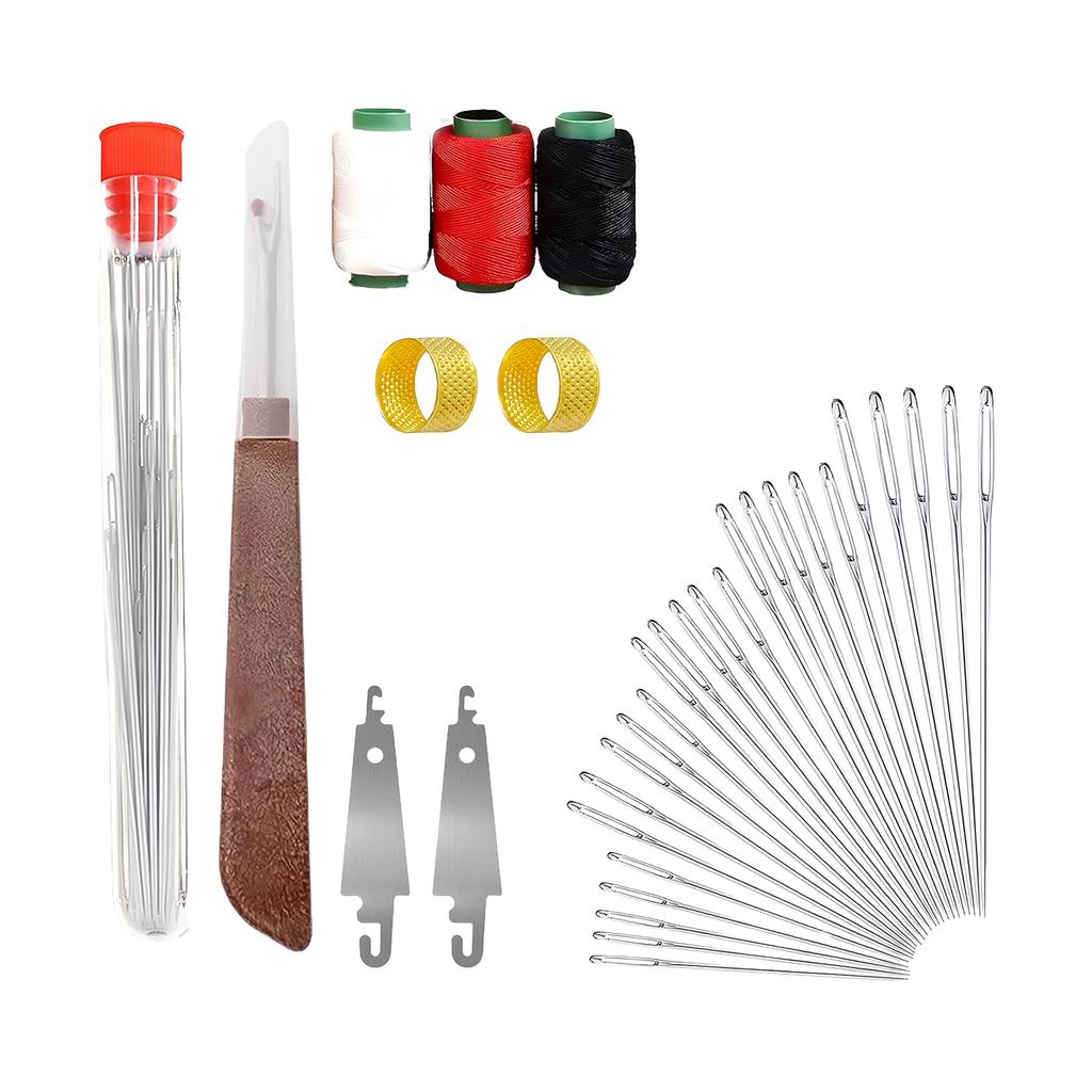 34 Piece Stainless Steel Sewing Kit With Automatic Threader Thread Ripper For Embroidery Leather Repair Crafting