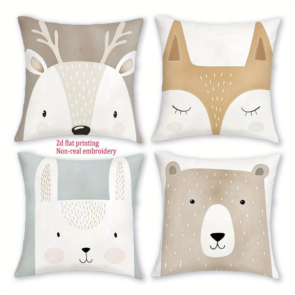 1/4pcs Cute Animal-Patterned Pillowcases with 2d Flat Printing Sofa cushion cover home bedroom room decoration