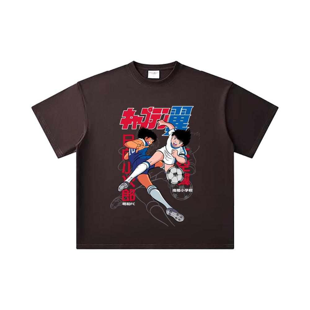 260 GSM Double Yarn 32 Count 100% Cotton Captain Tsubasa V2 Print Unisex Heavy Cotton T Shirt