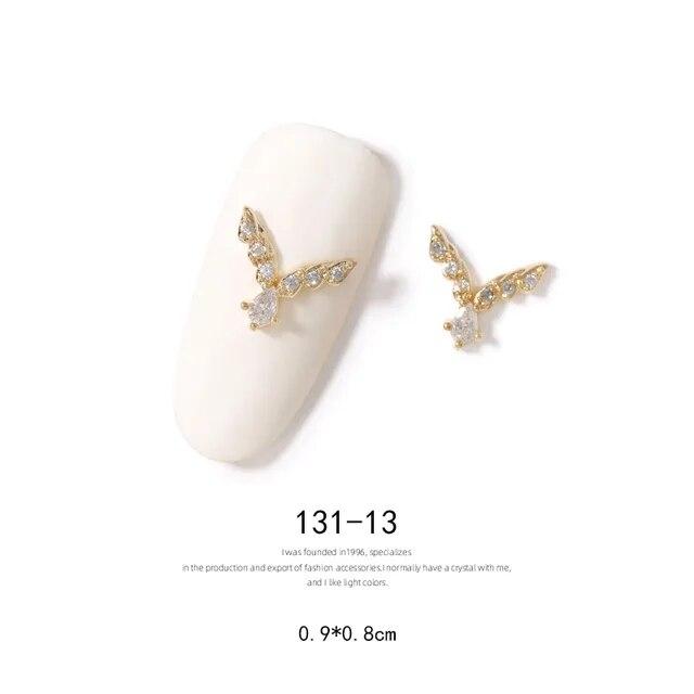 2pieces 3D Metal Zircon Nail Art Jewelry Japanese Nail Decorations Top Quality Zircon Crystal Manicure Zircon Diamond Charms
