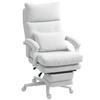 Rolling Chair, Linen Look, Height-Adjustable, 160 Degree Recline, Footrest, Cream White