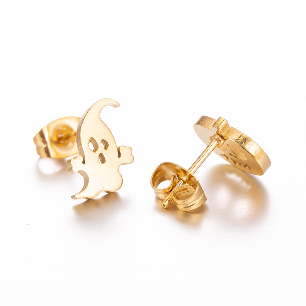 Halloween Geist Kürbis & Weihnachtsbaum Edelstahl Ohrstecker - Asymmetrischer Tierschmuck