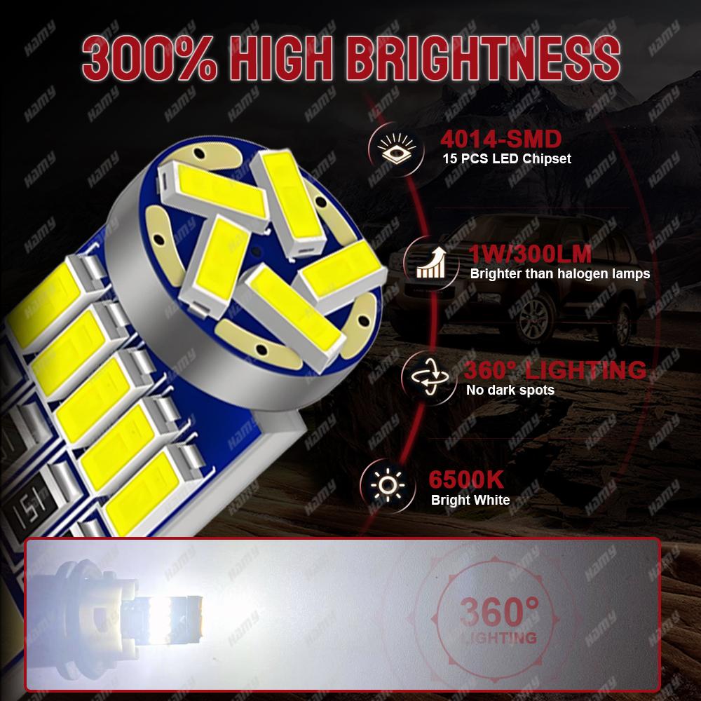 10/20/40 PCS CANBUS T10 W5W LED Bulb For Car Interior Dome Door Maps Trunk License Plate Lights 12V 4014-45SMD 6500K White 300LM Dome Lights 6