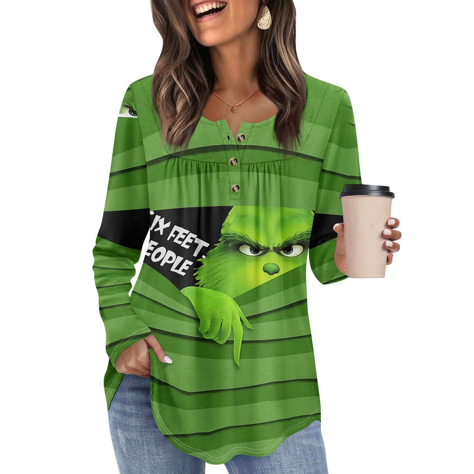 

Женская туника с длинным рукавом, свободные топы, повседневные топы оверсайз, плиссированная туника, застегивающаяся на пуговицы, повседневные женские топы с принтом L