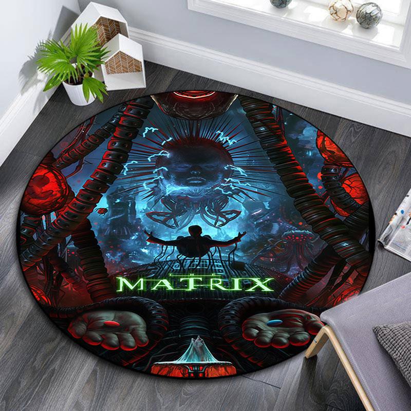 Matrix Pattern Round rug,Carpet Rug for Living Room Bedroom Playroom ,Non-slip Floor Mat,Holiday Gifts and Birthday Gifts.