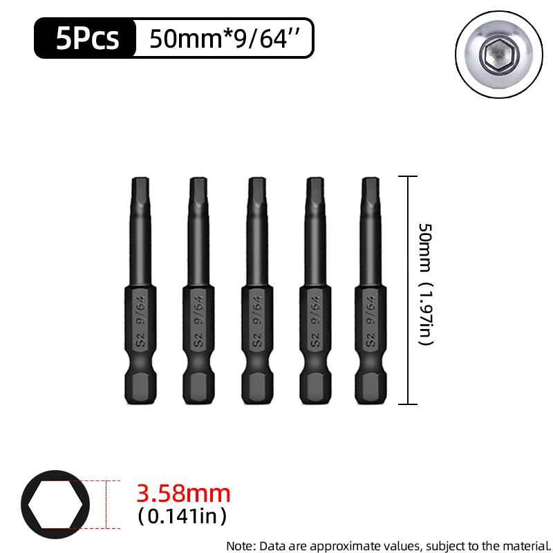 50mm hexagonal șurubelniță biți Imperial magnetică hexagonală Allen cheie burghiu biți inch 5/64-5/16 șurubelniță burghiu electric scule de mână