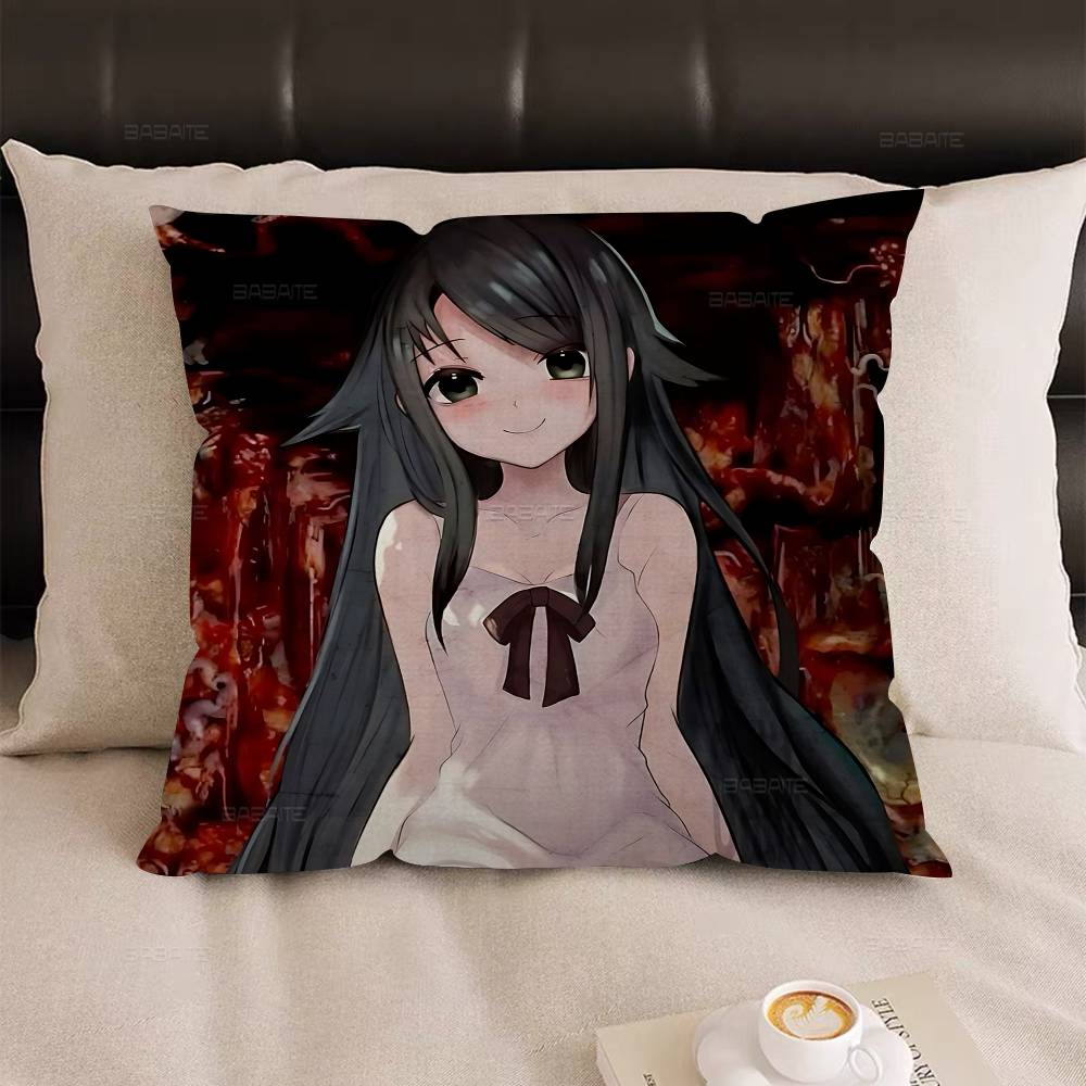 Saya No Uta The Song Of Saya Pillow Covers Cartoon Sofa Decorative Home Double-Sided Printing Short Plush Cute Cushion Cover