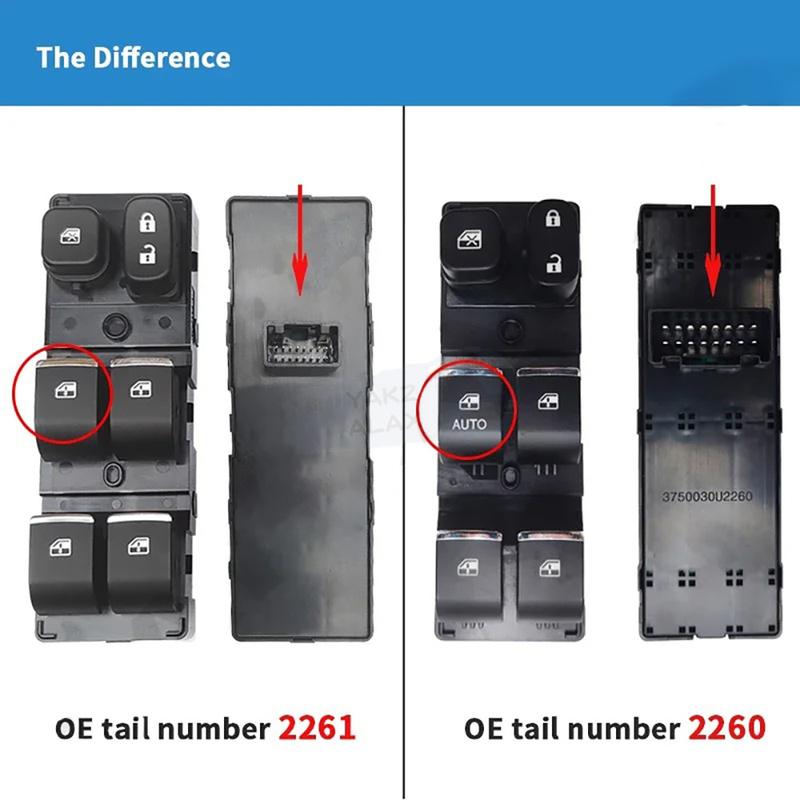 Electric Master Power Window Control Switch Glass Regulator Button for JAC SEI3 T5 T8 3750200U2210 3750030U2261 3750030U2260